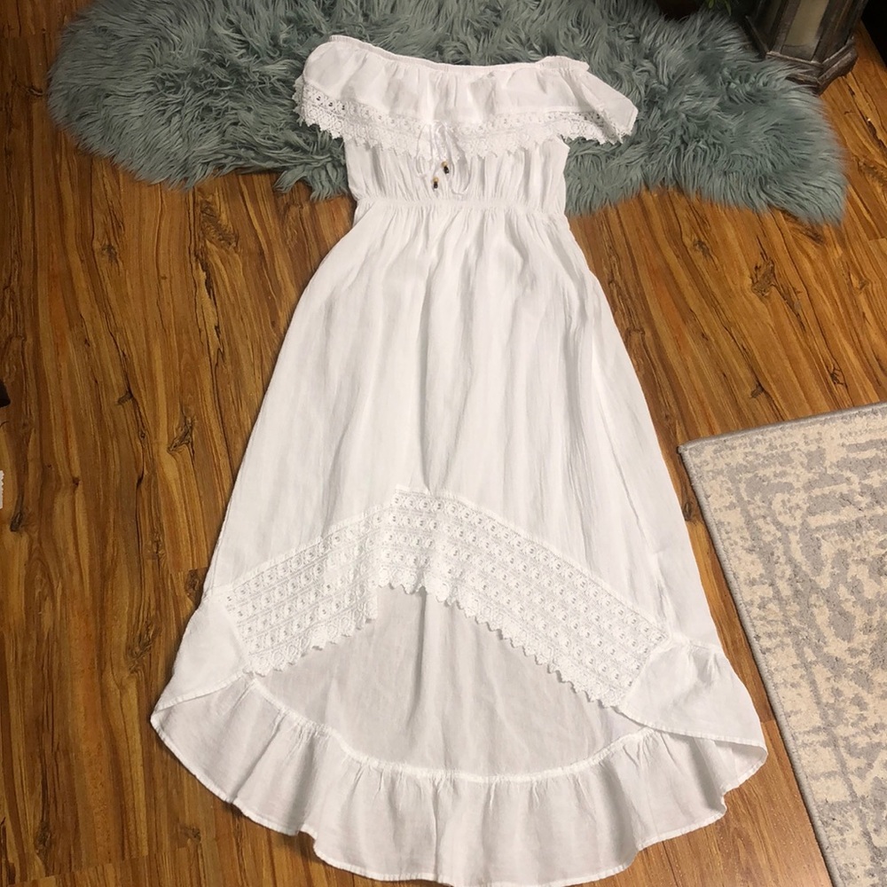 Sea spice  White Off-Shoulder High-Low Dress